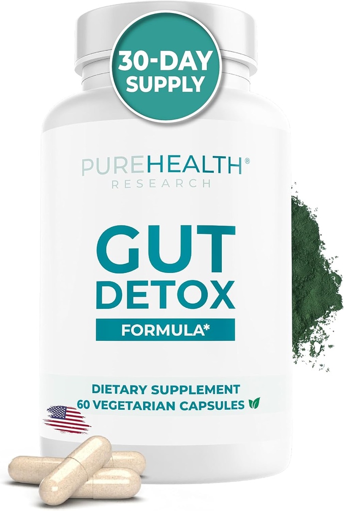 PUREHEALTH RESEARCH Gut Cleanse Formula Digestion Supplemento - Comprehensive Gut Cleanse with Zeolite Detox & Zeolite Clinoptilolite - Cleanse Harmful Chemicals for Optimal Wellness -1 Bottiglia