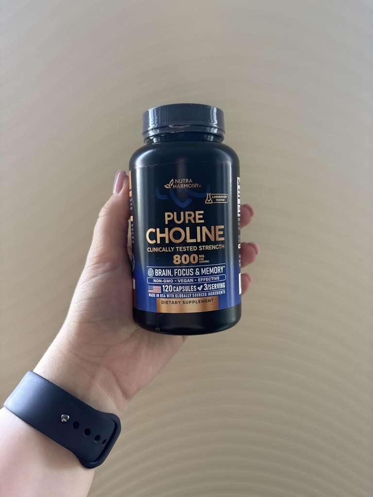 NUTRAHARMONY Choline 800 mg - Supplemento colina - Vegan, Non OGM, Lab Tested - Made in USA - 120 capsule