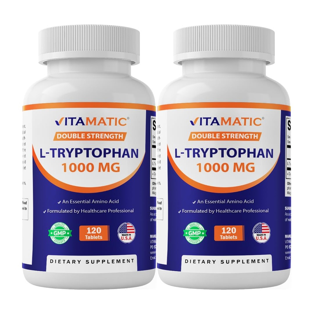Vitamatic L-Tryptophan 1000mg 120 compresse (120 compresse (confezione di 1)) (2 bottiglie)