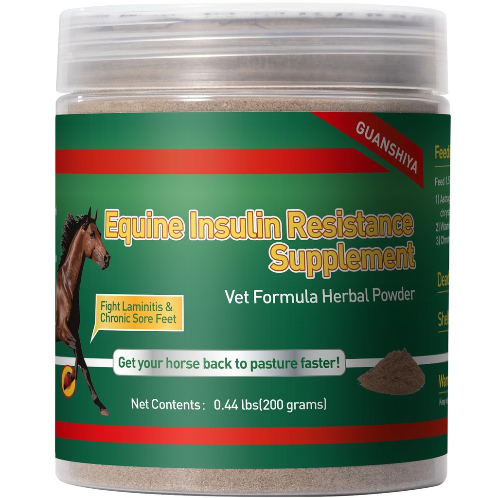 Insulin Resistance Supplement for Horses, Herbal Formuliert für High Insulin, Chronic Laminitis, Cushing's Syndrom, Sore Feet, Blutzuckerreduzierung & Metabolic Enhancement, 0.44 lbs
