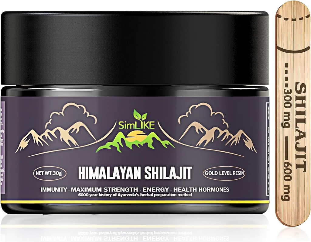 shilajit Pure Himalayan Organic - résine Shilajit d'or avec des herbes ayurvédiques organiques à haute puissance pour l'énergie, la force et l'immunité, 30 grammes