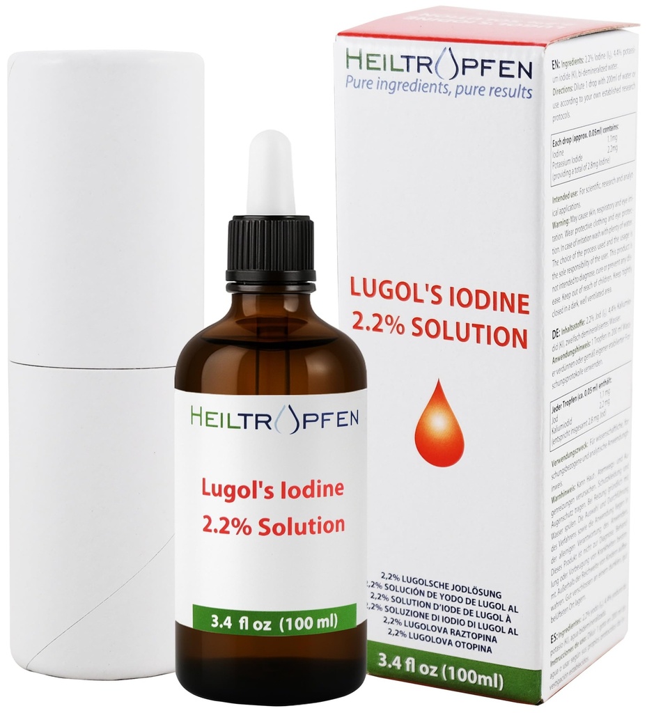 Solution d'iode de 2,2% de Lugol 3.4 Fl Oz. Heiltropfen®