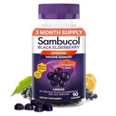 Sambucol Elderberry Gummies für Erwachsene mit Vitamin C; Zink; Sambucus Elderberry Gummies für Immununterstützung mit hohen Antioxidantien; Glutenfrei; Vegan; 1 Gummy Per Serving; 90 Count (90 Tage Versorgung)