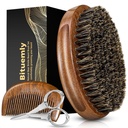 Bart Bürste, Natürliche Boar Bristles Bart Bürste für Männer und Holz Sandalwood Taschen Bart Comb Set, Gesichtshaar Grooming Kit mit Schnurrhaar Scissors als Styling Tool, Wachstum, Dreiecke, Glanz