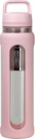 Bouteille d'eau en verre de 20 oz avec manche en silicone, 600 ml Mug avec 2 niveaux de limace (Bouteille de bouche et de petite bouche droite) avec bouteille de thé - Gym Yoga Activités de plein air (Pink)