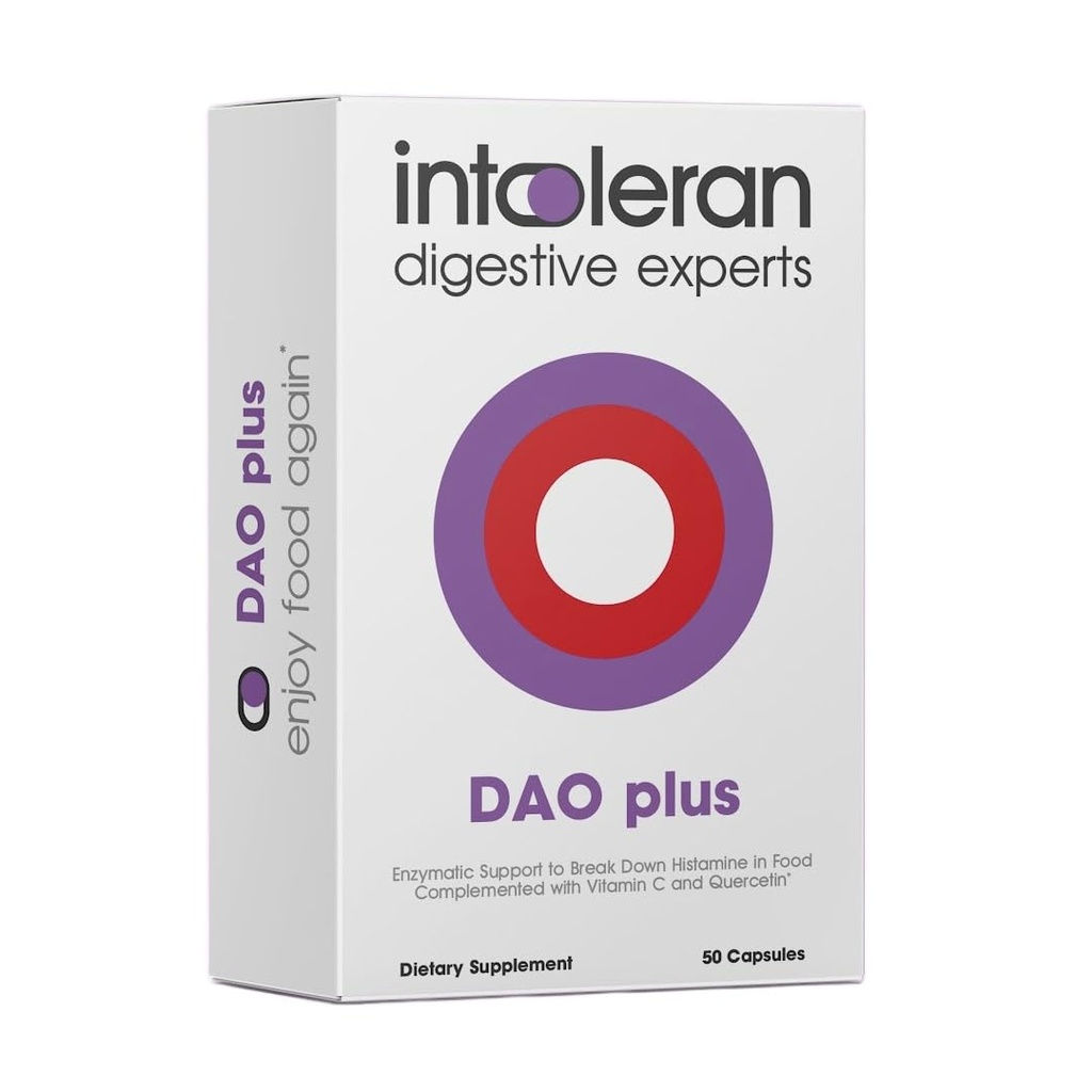 Intoléran DAO Plus Enzymes digestifs - 50 capsules Supplément pour l'intolérance à l'histamine et le déficit en DAO