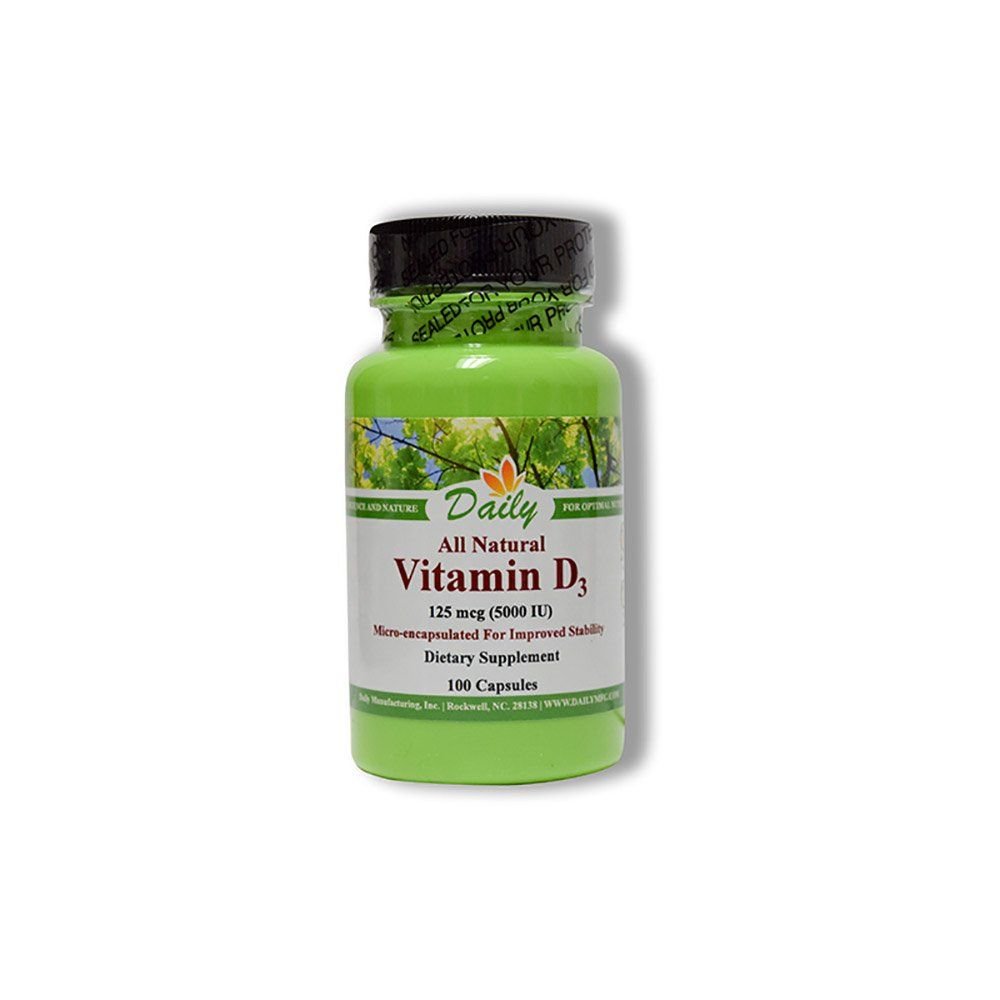 Tägliche Herstellung Vitamin D3 5000 IU (125 mcg)