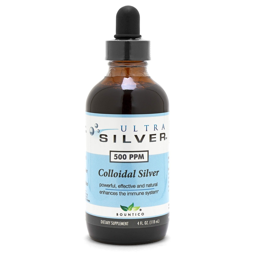 Ultra Silver® Colloidal Silver | 500 PPM, 4 Oz (118mL) | Mineralflüssigkeitsergänzung | True Colloidal Silver - with Dropper