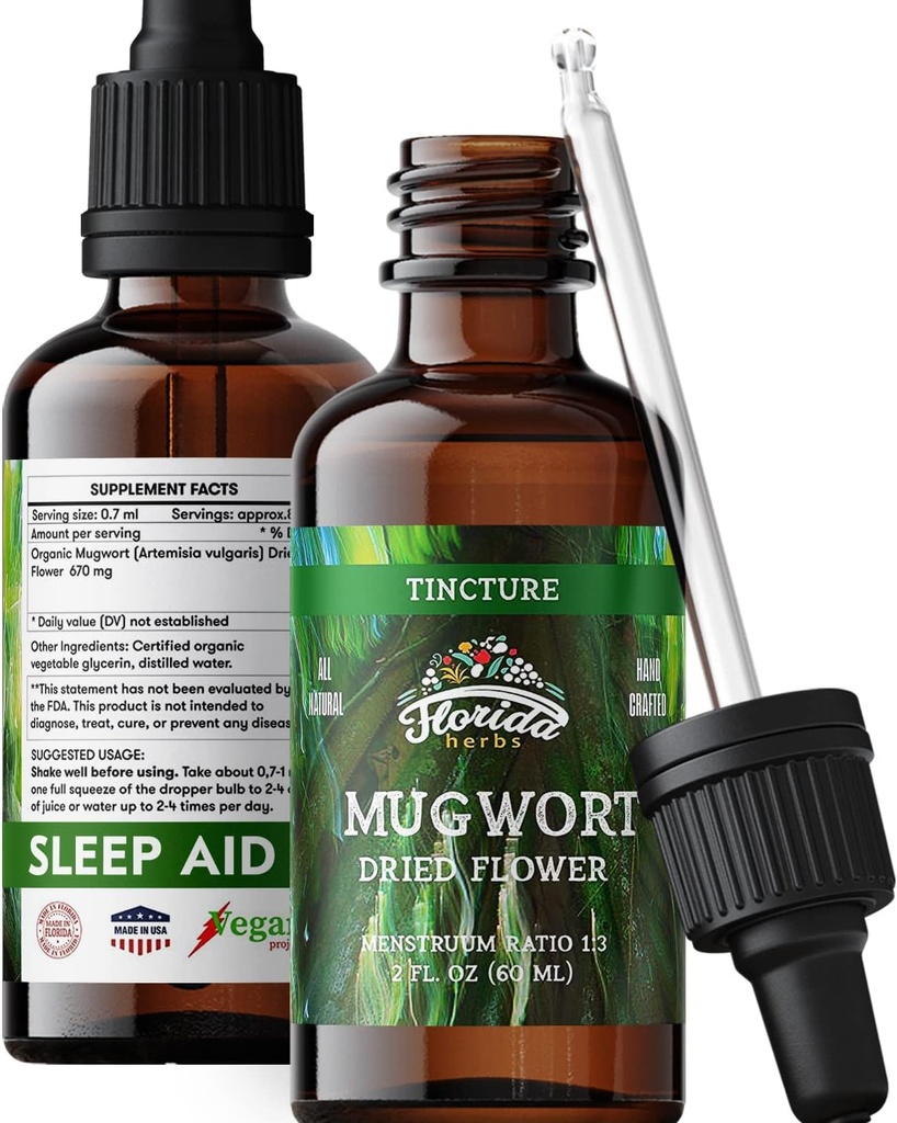 Gocce liquide dell'estratto di Mugwort – Rilassamento organico, gocce di sostegno del sonno – Tintura naturale di Mugwort - Made in USA - 2 Fl Oz