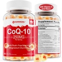 2 Pack - Zucchero CoQ10 Filled Gummies 250MG, Coenzyme Q10 w/Magnesium Glycinate, Niacin No-Flush Vitamin B3, E & Folic Acid, CoQ10 ad alto assorbimento per Hear-t, Energia cellulare & Antiossidante