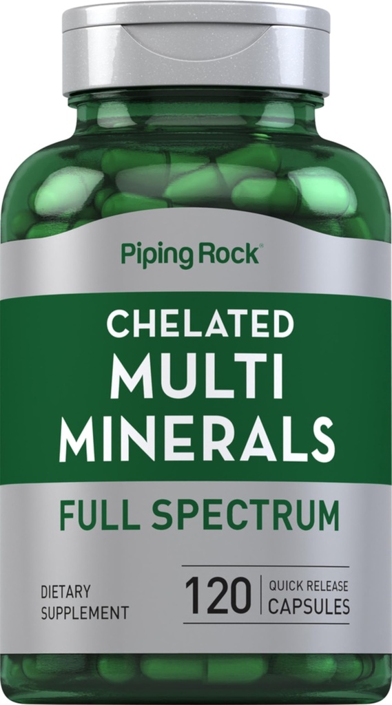 Piping Rock Mega Multi Mineral Chelated Supplement | 120 capsule | per gli uomini e le donne | Iron Free | Non OGM, Gluten Free