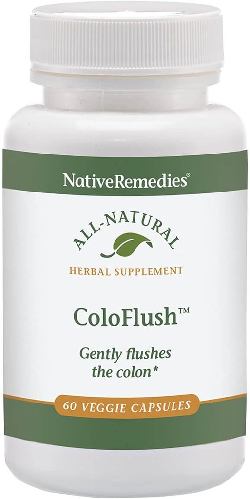 Native Heilmittel ColoFlush - All Natural Herbal Supplement for Gentle Flushing of The Colon - Unterstützt gesunde Arbeitsweise des Verdauungssystems - 60 Veggie Caps