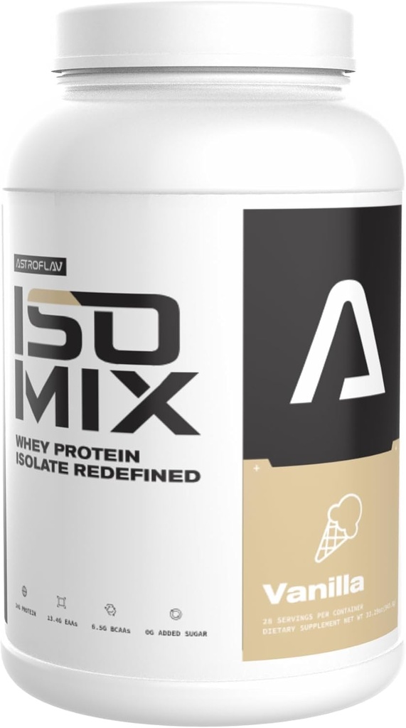ASTROFLAV IsoMix ha ridefinito la polvere di isolamento delle proteine del siero – 24g Protein, 0g Sugar, Low-Carb, 6.5g BCAA + 13.4g EAA – Premium Muscle Recovery & Lean Muscle Growth Formula, Vanilla