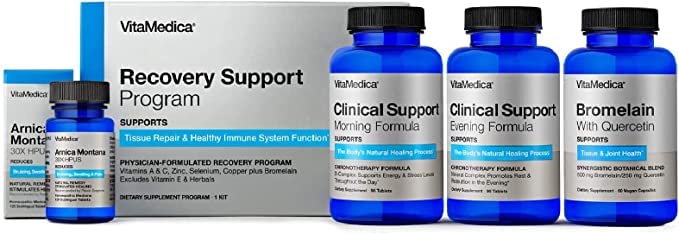 VitaMedica | Programma di supporto di recupero + Arnica Montana 30X | Integratori di chirurgia post naturale | Guarigione | Rilievo del dolore | Vitamina A | Vitamina C | Bromelain | Quercetin | Zinc | Gluten Free