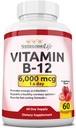 NaturalisimoLife Vitamin B12 6.000 mcg – Schnell auflösen Erdbeeren Flavor Nuggets – 60 Nuggets, Non-GMO, Vegan, Glutenfrei