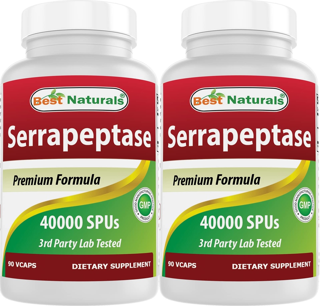 Best Naturals Serrapeptase 40000 SPUs 90 Vcaps (90 Count (Pack von 2))