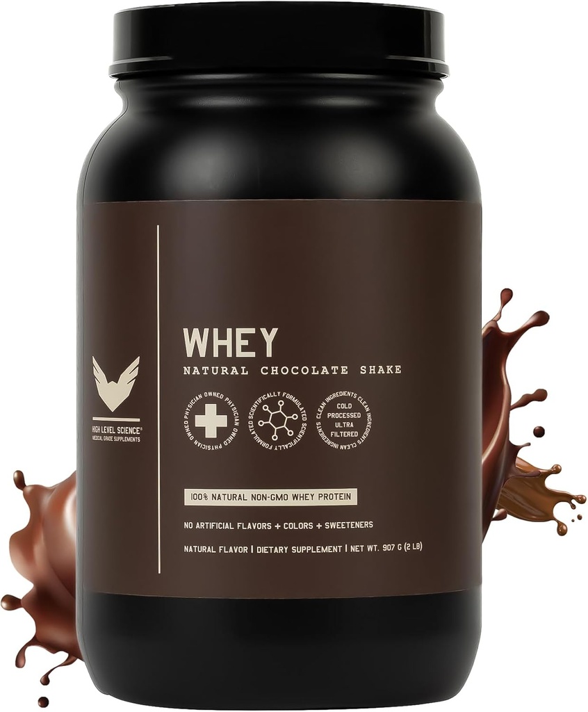 Polvere proteica del siero di alto livello Stevia addolcita, Shake naturale del cioccolato, proteina 24g, non OGM filtrata ultra, enzimi digestivi, senza glutine, 蛋¥¥, 2 lb, proteine del siero con Stevia