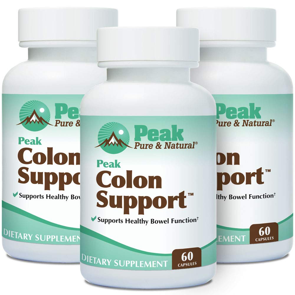 Peak Pure & Natural Colon Support - Colon Cleanse and Detox Supplement for Digestive Health - Gut Health Support with Inulin and Senna Leaf Extracts - with Fibre, Prébiotiques et Probiotiques - 3 Pack