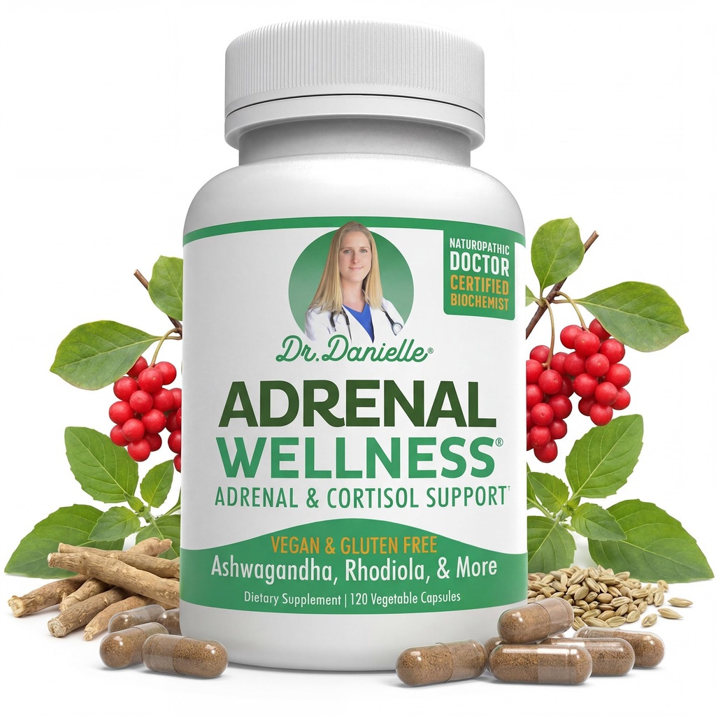 Adrenal Wellness Ashwagandha & More - Organischer Geist, Körperunterstützung von Dr. Danielle, 120 Kapseln