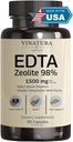 VINATURA EDTA Capsules - 1500mg per serv, USA Made & Tested, Supporto per fegato - Edta Calcium Disodium, Kale Extract - 90 Capsule 45 Serve
