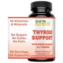 SHIFAA NUTRITION Halal Schilddrüse Unterstützung 30 Servierungen | Non-GMO Relief Supplement w/ B12, Iodine, Selen, L-Tyrosine | Unterstützt Energie, Stoffwechsel, Fokus, Klarheit, Cortisol Balance