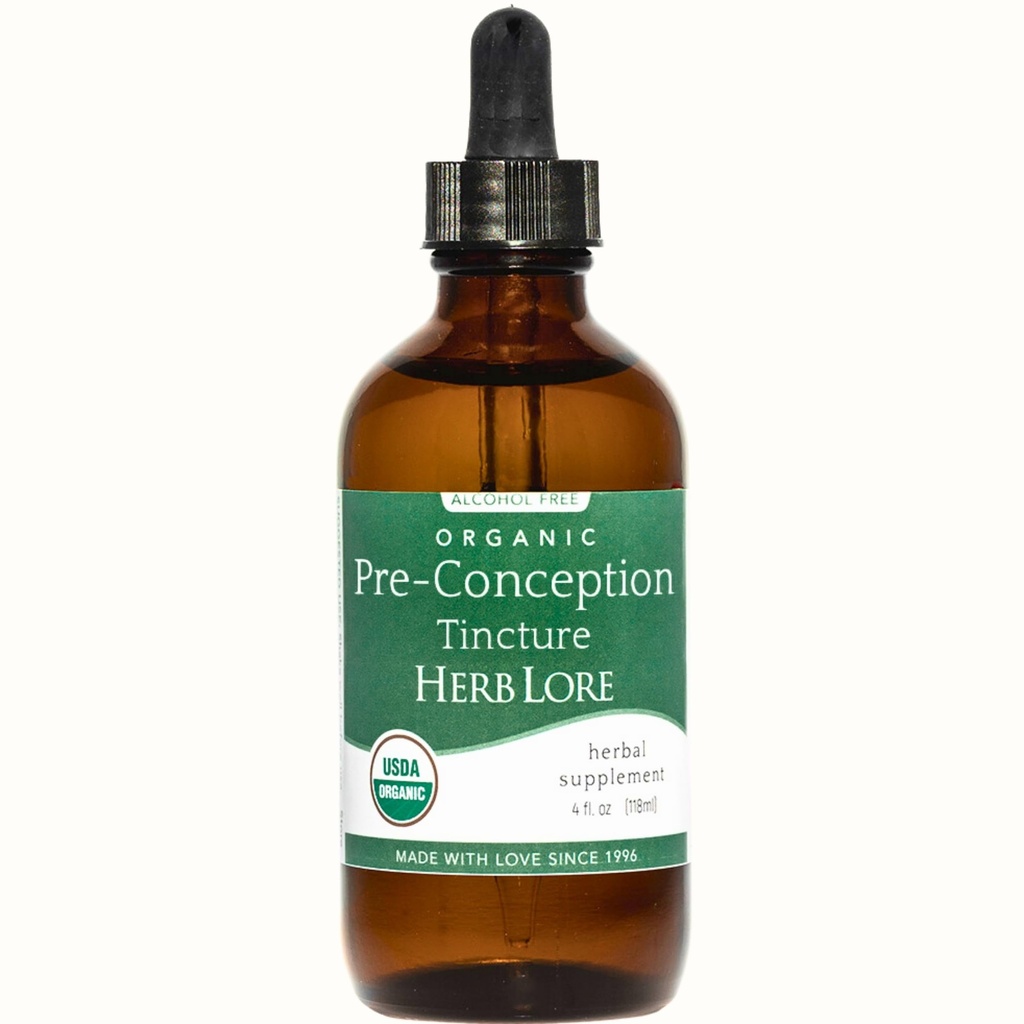 Herb Lore Organic Pre-Conception Tincture – Alkoholfreie flüssige Fruchtbarkeit Unterstützung für Frauen