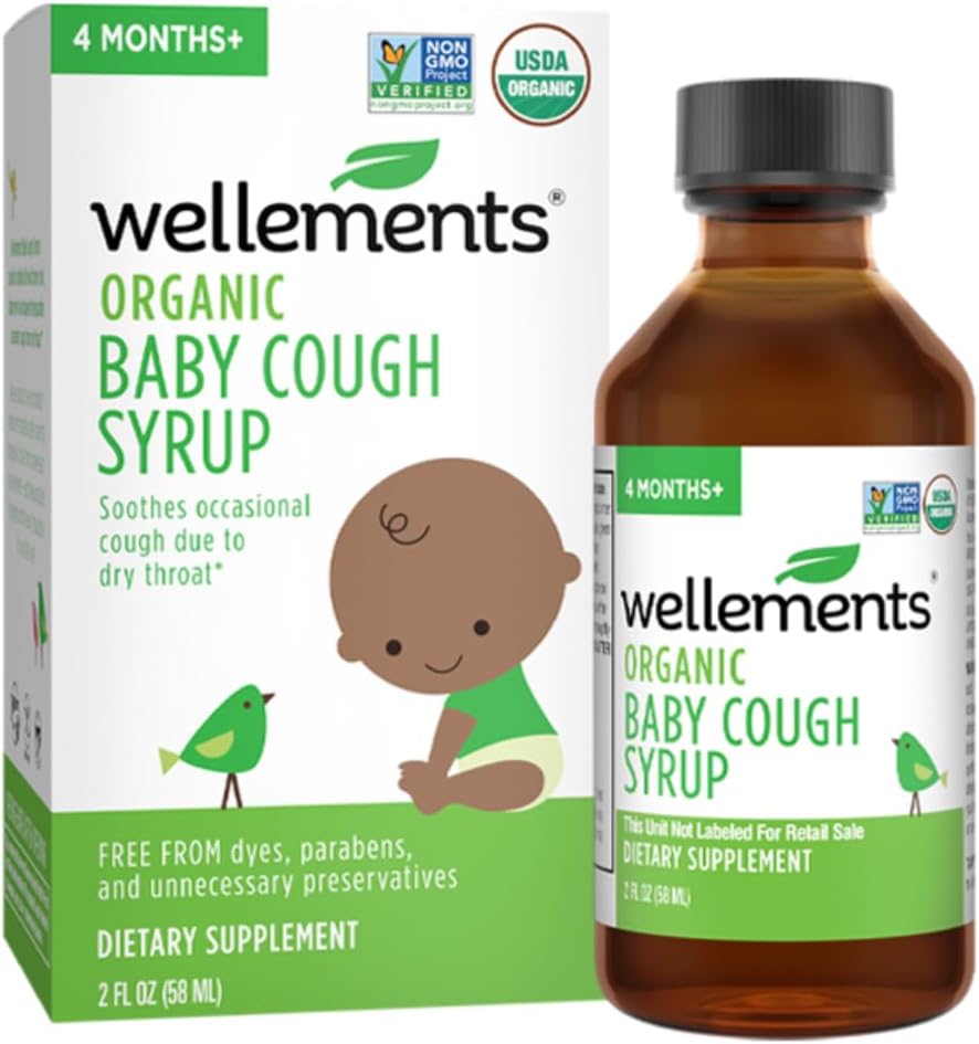 Wellenments Organic Daytime Baby Cough Syrup | Beruhigt Freizeit Husten aufgrund trockener Bedrohung* | 2 Fl Oz, 4 Monate +