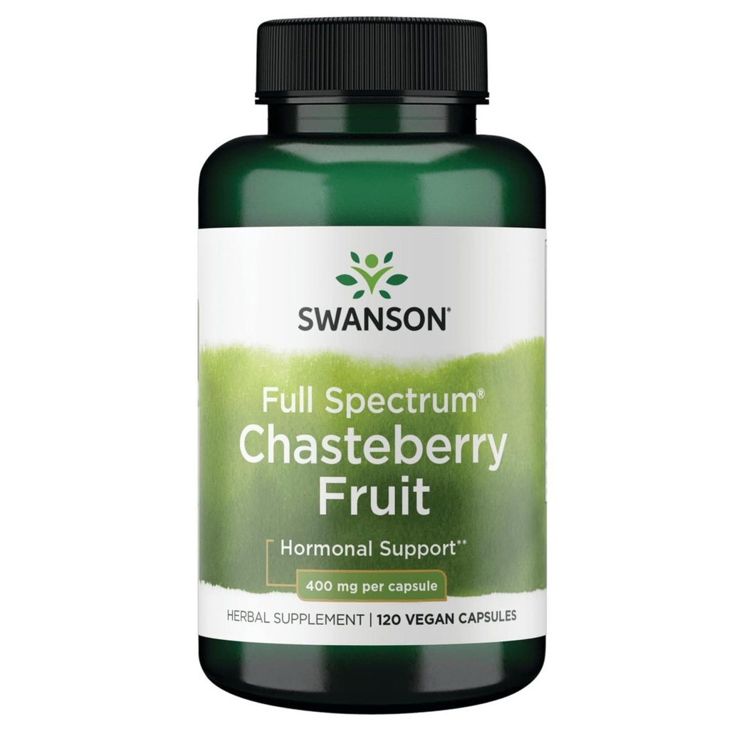 Swanson Chasteberry Fruit - Supplément à base de plantes Promouvoir la santé des femmes & le soutien menstruel et ménopausique - Peut soutenir l'équilibre et la santé de la peau - (120 capsules, 400mg chacune)