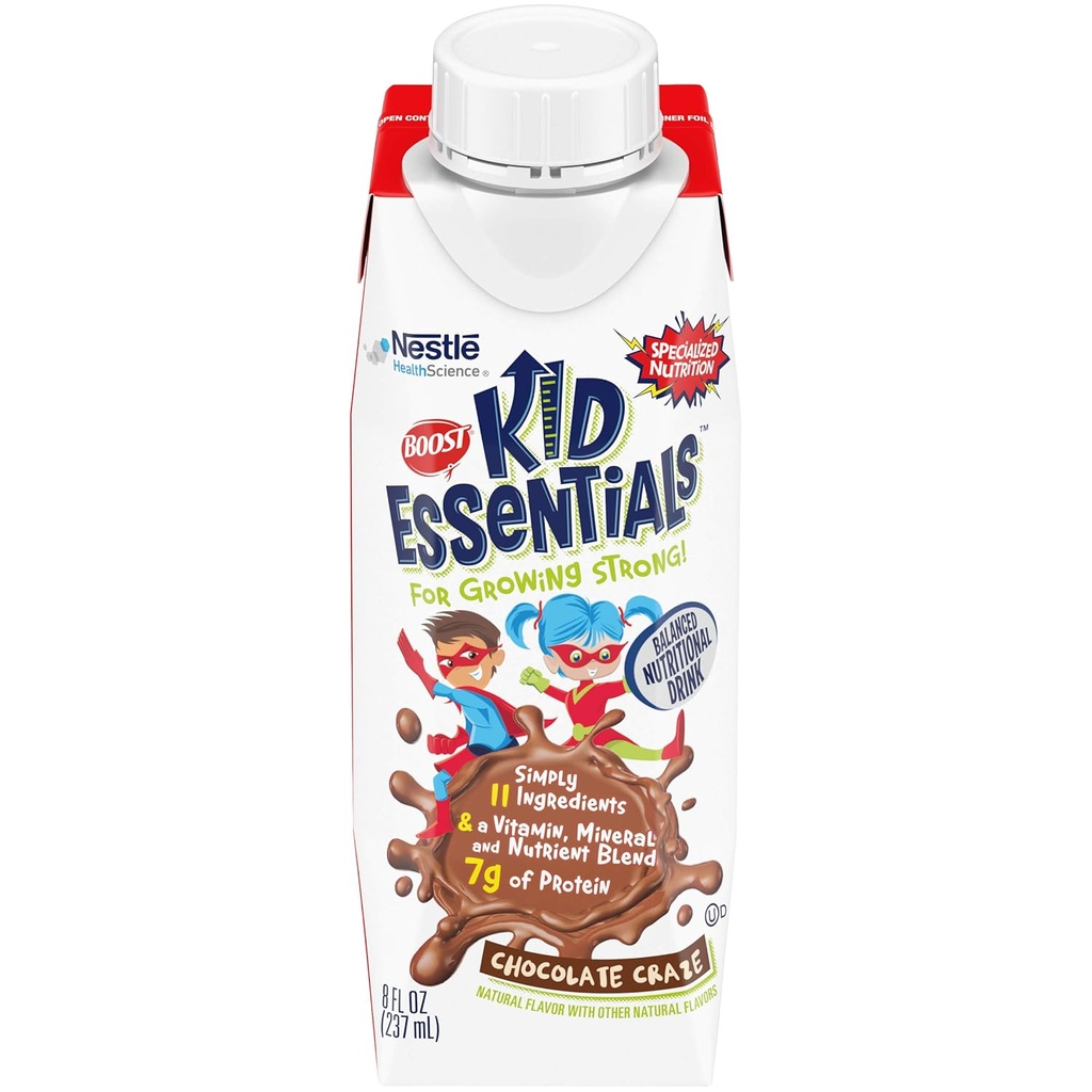 BOOST Kid Essentials Boissons alimentaires équilibrées pour les enfants, Craze au chocolat, 8 fl oz (paquet de 16)