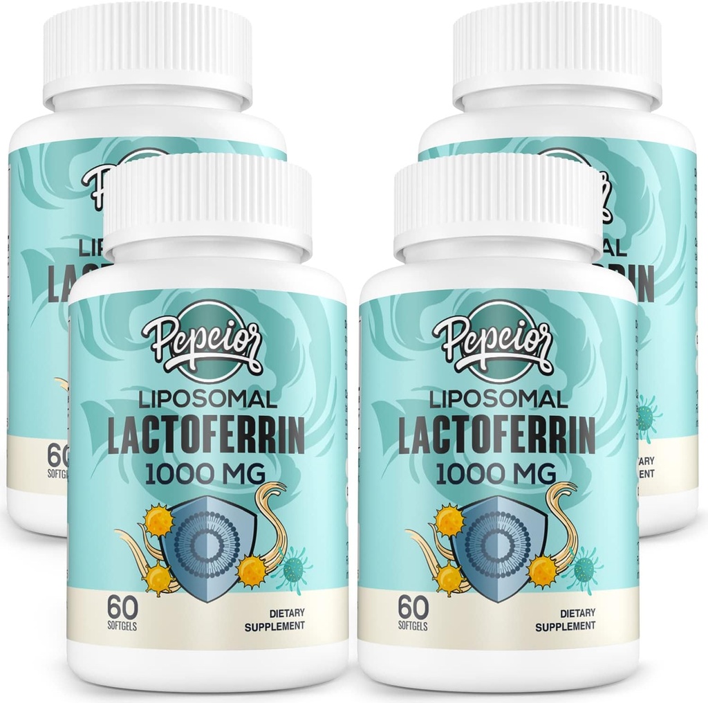 Liposomal Lactoferrin 1000 mg Diet - Maximiertes Lactoferrin - Eine Komponente in Colostrum - für Eisenabsorption & Immunfunktion Lactoferrin Ergänzungen für Erwachsene, 60 Softgels (4 Flaschen)