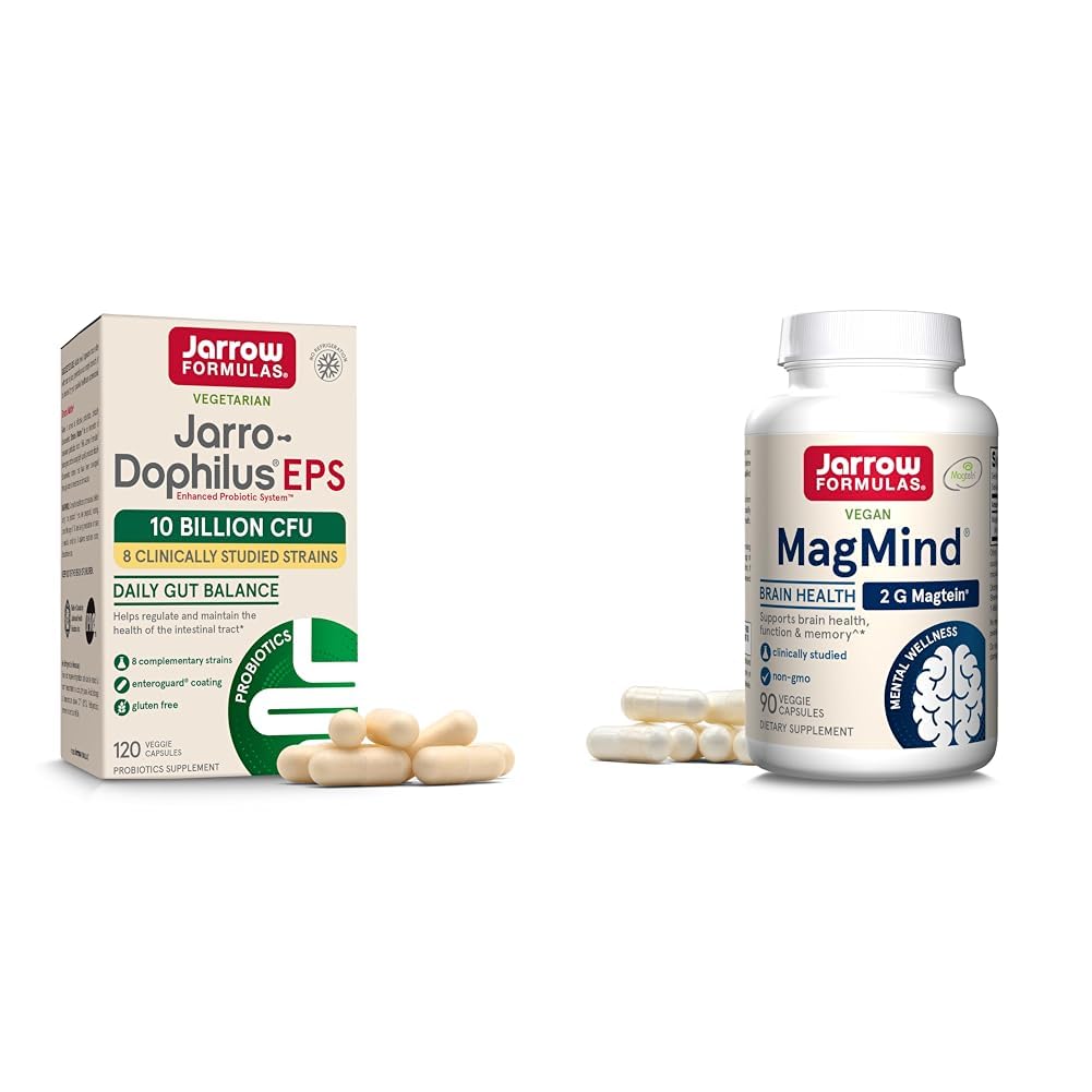 Jarrow Formulas Probiotics 10 Billion CFU und MagMind Brain Health Supplement Bundle