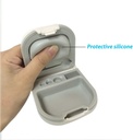 Cas d'aide auditive avec fente d'entreposage de batterie Dur Petit 0,59"*2,44"*1,57", Coussin Silicone, pour les aides auditives ITE, BTE (Blanc)