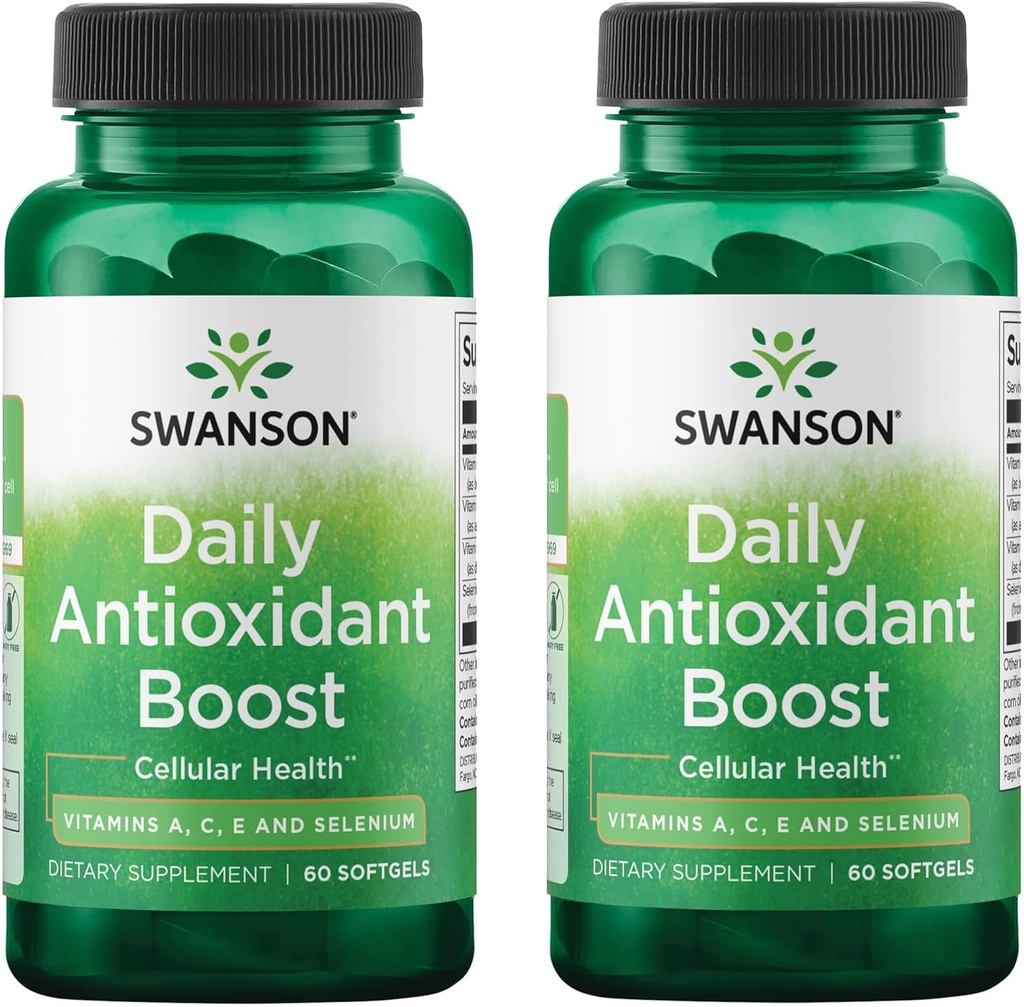 Swanson Vitamines A C E & Sélénium - Promotion de la santé cellulaire et du soutien immunitaire - Soutien de la nourriture naturelle défensive - (60 softgels) (2 pack)