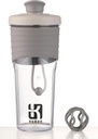Bouteille Shaker 2ème génération pour les protéines avec boule de mélange - Parfait pour les entraînements et l'utilisation en plein air, 24-Ounces Whey Protein Shaker avec mesure claire (Gray)