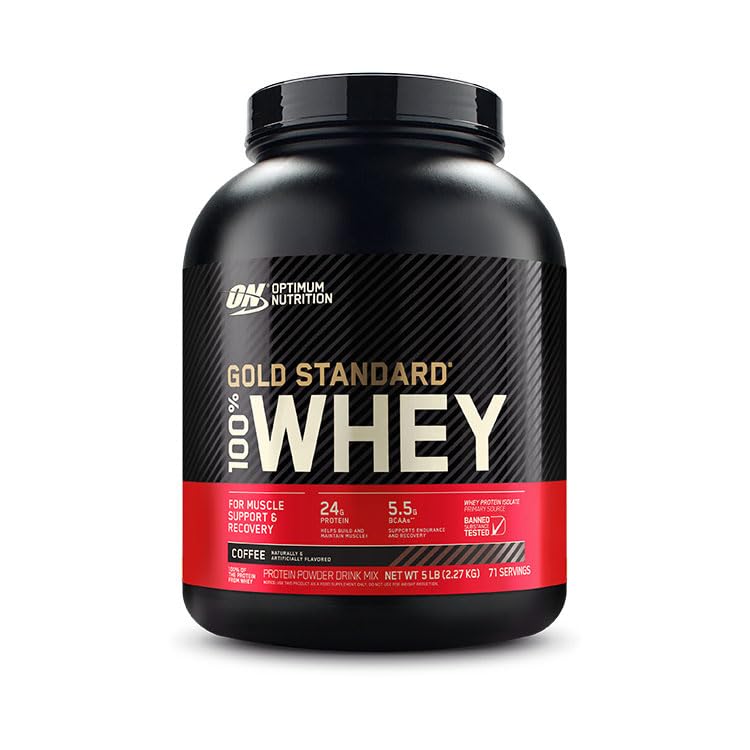 OPTIMUM NUTRITION GOLD STANDARD 100% Whey Protein Powder, Caffè, 5 Pound