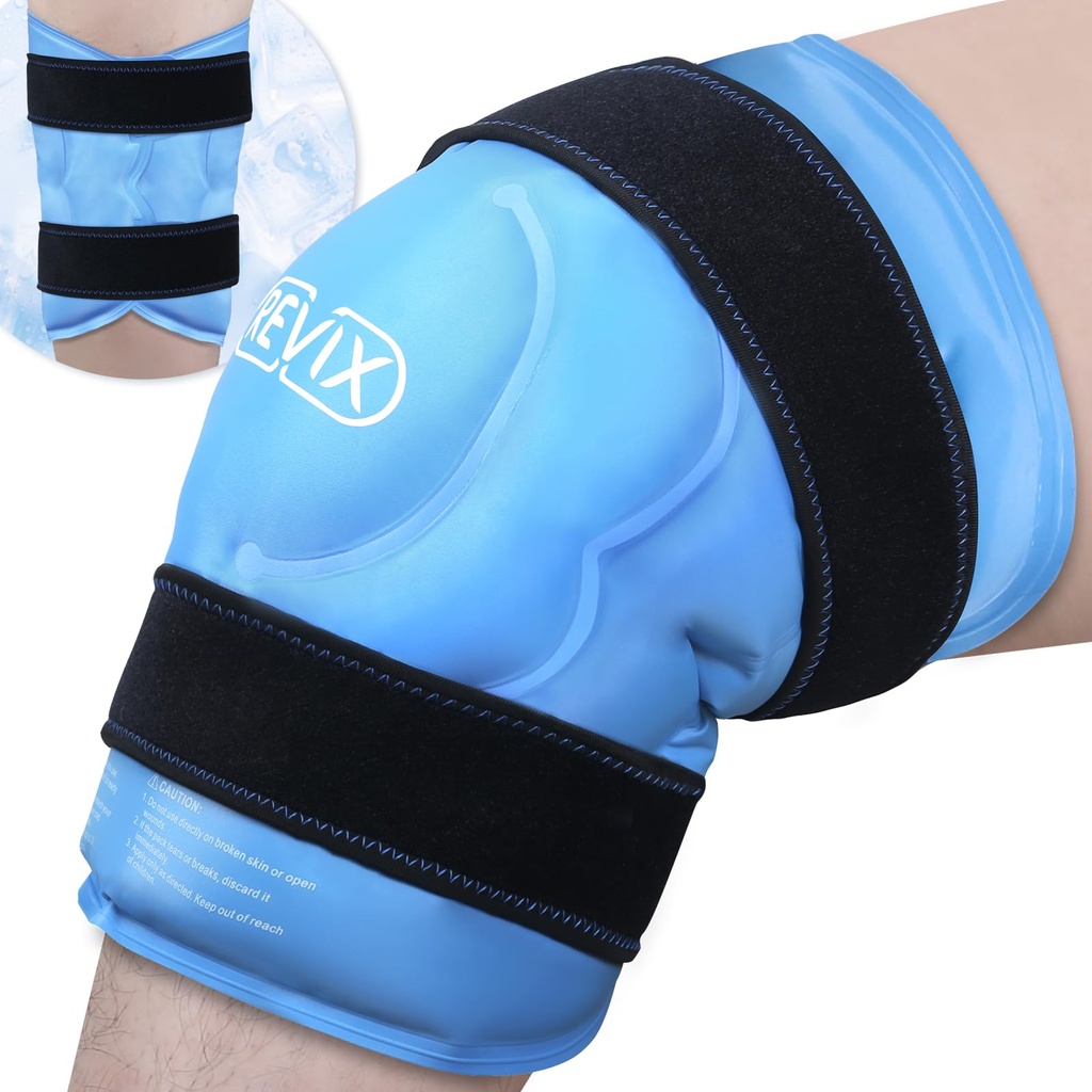 REVIX 20‘’ XXXL Knee Ice Pack Avvolgere intorno al ginocchio intero, Extra Large Ice Pack per la riduzione del disfort delle gambe, Terapia di compressione fredda, Rilassamento delle spalle, Ripristino post-allenamento