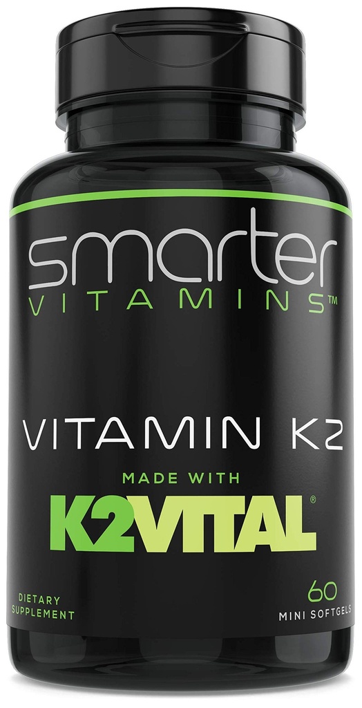 Smarter Vitamin K2 MK7 100mcg, Hergestellt mit K2VITAL und Kale, 60 Liquid Softgels
