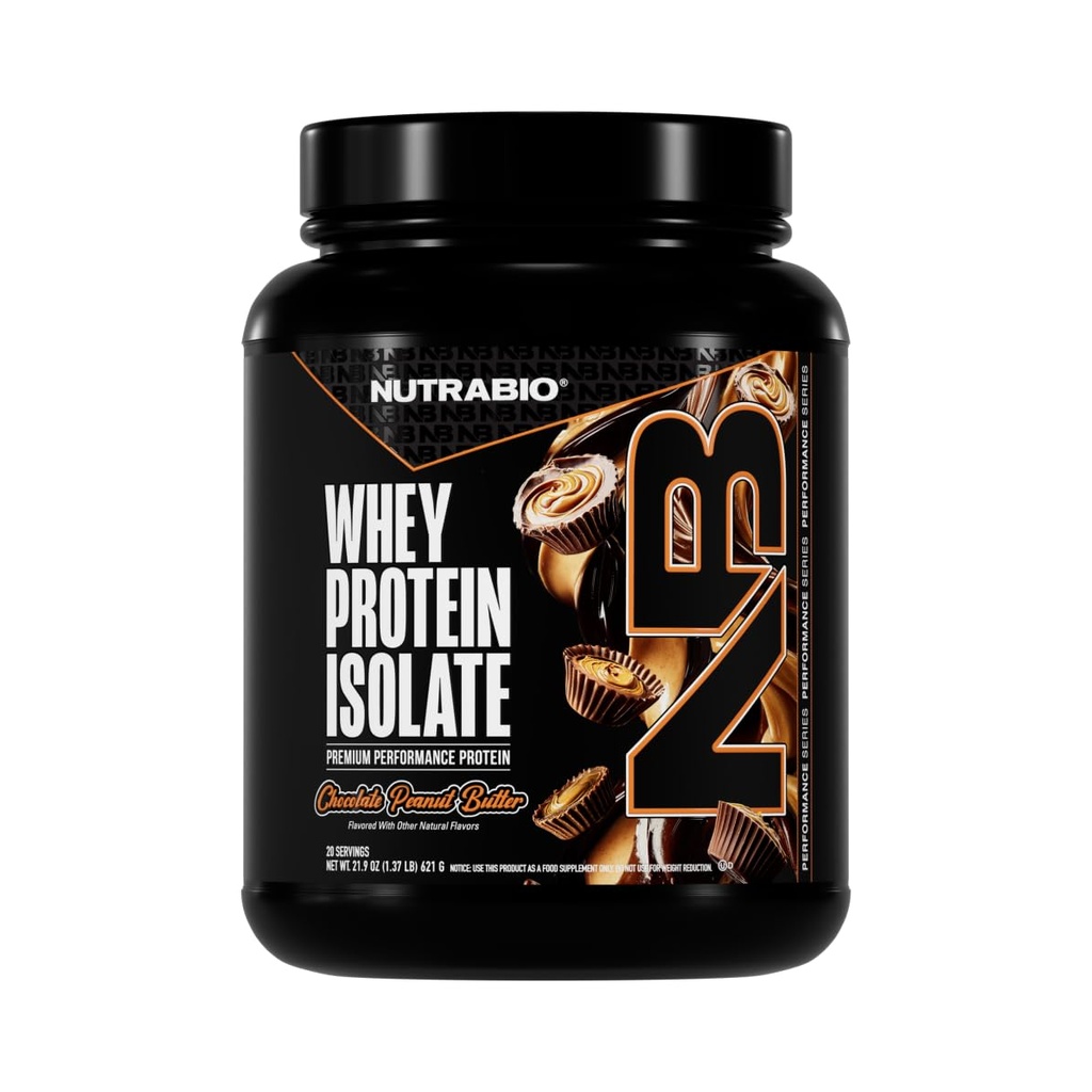 NutraBio 100% Whey Protein Isolate Protein Powder, 25g Protein mit vollständigem Aminosäureprofil, Non-GMO, Soy & Glutenfrei, Low Carb, Low Calorie Whey Protein Powder, Chocolate Peanut Butter, 2 Lbs