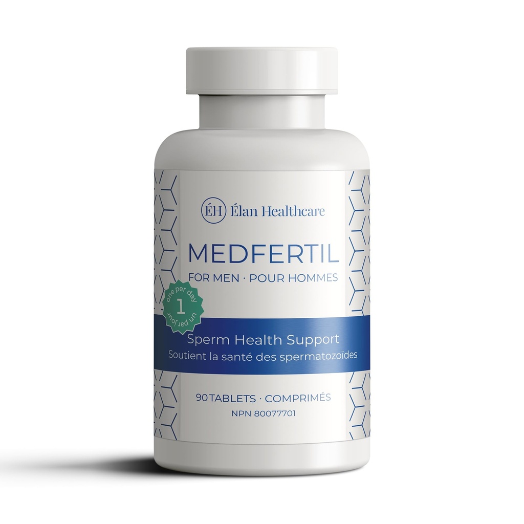 Medfertil für Männer Nahrungsergänzung (90 ct) mit L-Carnitin, Vitamin C, E, B12, Folat, Zink, Selen und Co-Q10 / Einmal pro Tag Tablet/ 3 Monat Versorgung/Elan Healthcare