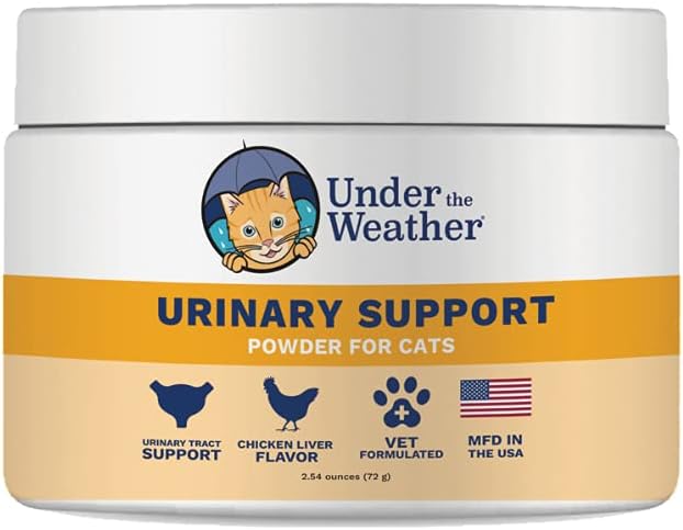 Sous The Weather Pet Urinary Tract Support Powder for Cats.com Vet Formulé des suppléments naturels pour les chats et les chatons.