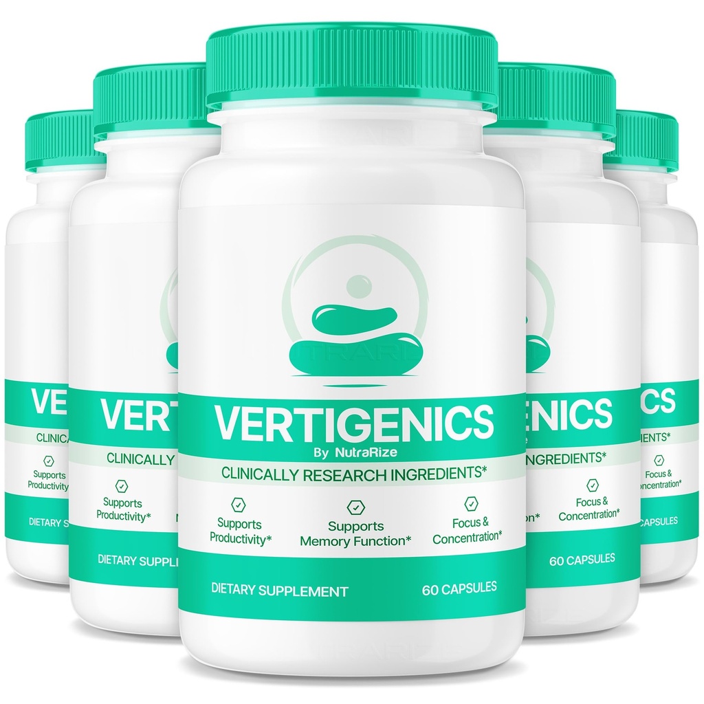 (5 Pack) Vertigenics - Formula naturale per la nutrizione bilanciata, la miscela pulita e Premium per la memoria e la messa a fuoco, capsule di supporto Premium, Recensioni Vertigenics (300 capsule)