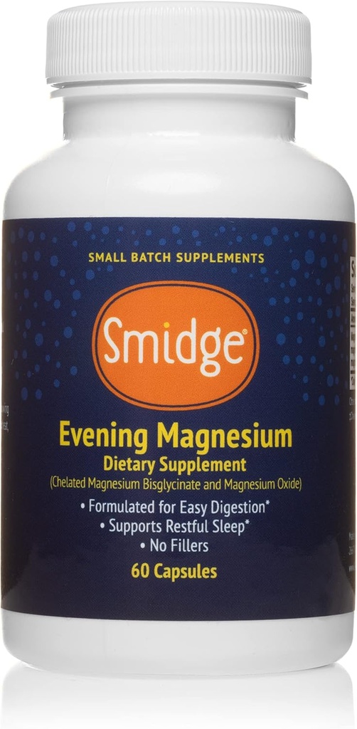 Smidge® Abend Magnesium Kapseln, 60 ct. Reine, Non-GMO Magnesium Ergänzung zur Erholung und Entspannung zu unterstützen.