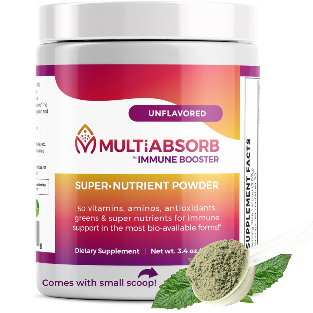 MultiAbsorb~Immune Booster, Multi-Nutrient Pulver für optimale Gesundheit und Immununterstützung, Vitamine, Mineralien, Antioxidantien, Augengesundheit, keine Füllstoffe, Natürliche, Non-GMO, 30 Portionen (Unflavored)