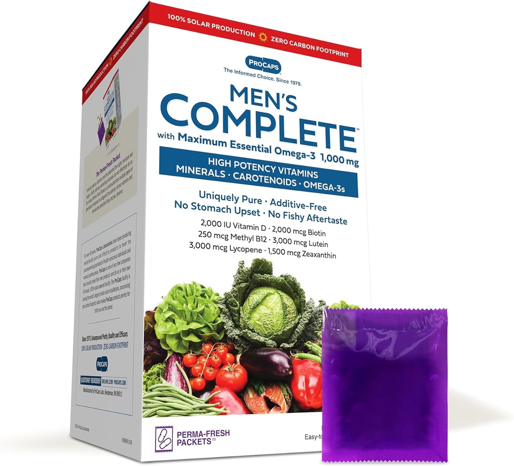 ANDREW LESSMAN Multivitamin-Men's Complete with Maximum Essential Omega-3 1000 mg 120 Packets - 30+ High Potencies of All Nutrients, Essential Vitamins, Minerals, Carotenoids. Nessun Additivo