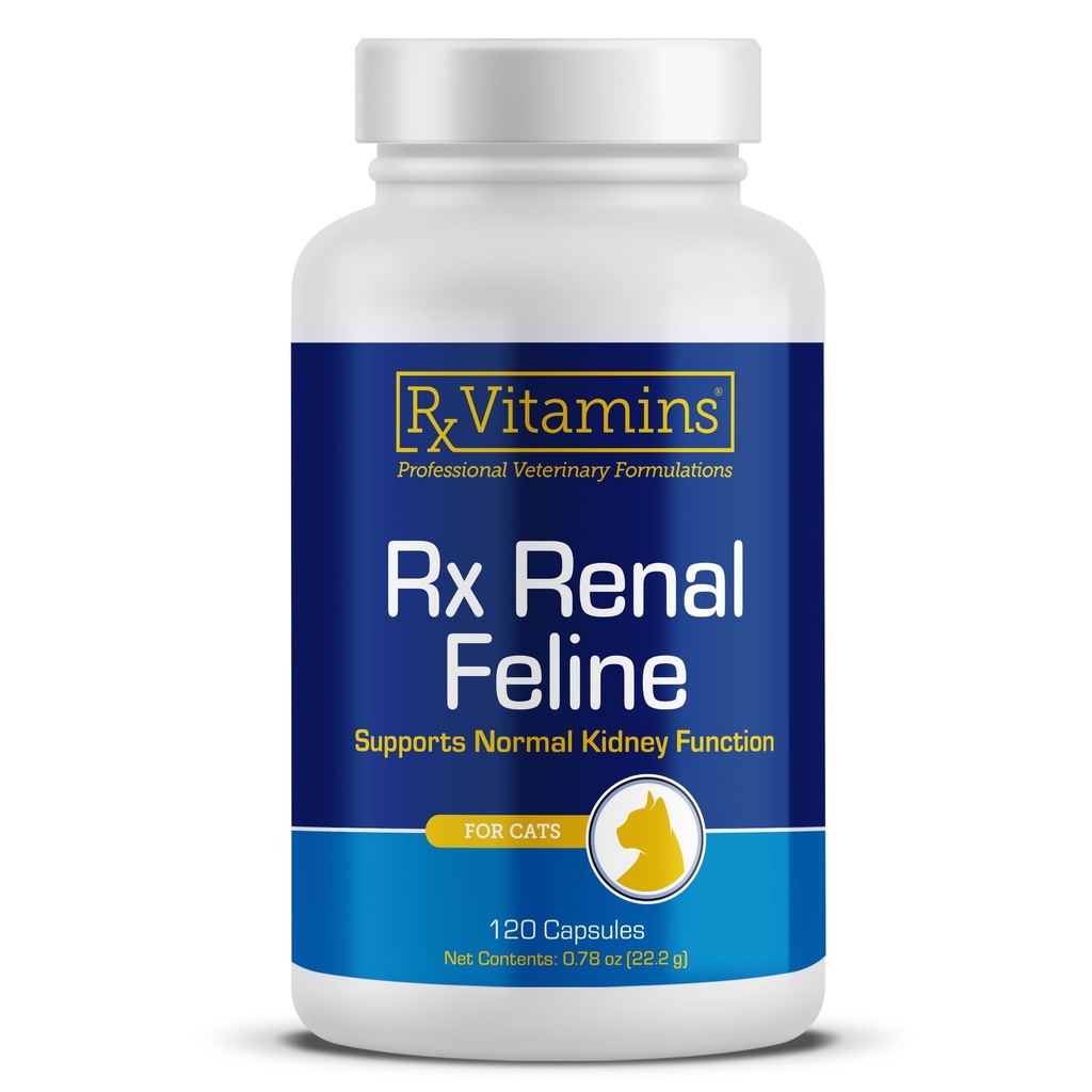 Rx Vitamins Renal Feline - Supporto renale del gatto con il cardo del latte per i gatti - Anti infiammatorio per i gatti - Boosts Cat Antiossidant Health & Cat Liver Support - Gatto Immune Booster - 120 Capsule