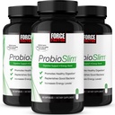 Facteur de force ProbioSlim Probiotique Supplément pour les femmes et les hommes avec des probiotiques et extrait de thé vert, réduire le gaz, le gonflement, la constipation, le soutien de la santé digestive et de la santé gustative, 180 capsules (3-pack)