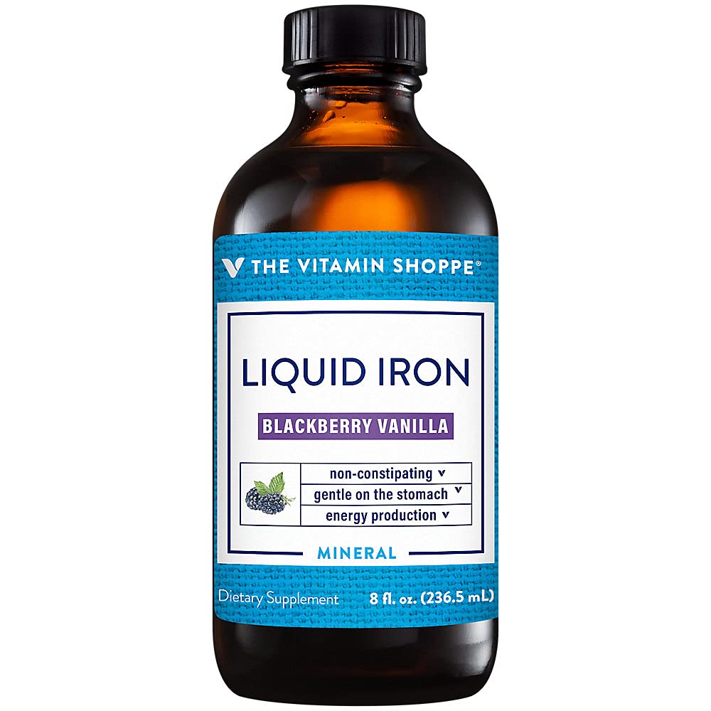 La vitamina Shoppe Liquid Iron, BlackBerry Vanilla Aromaed, Facilmente assorbito, Non costipante, Energy Production Immune Support (8 Fluid Ounces Liquid)
