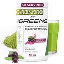 JYM Greens Super Food Powder for Performance, Blueberry Acai, Spirulina, Pilze, Vitamine, BroccoPhane & Broccoli, Männer & Frauen, 30 Servietten