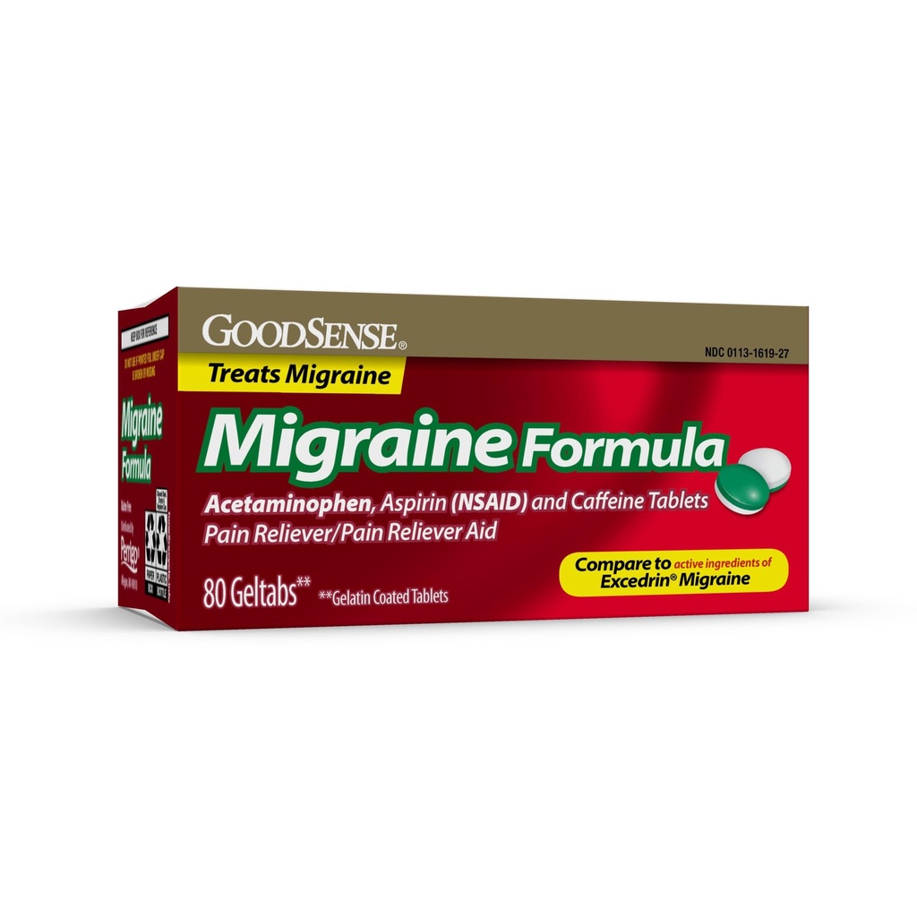 Geltabs de soulagement de la migraine, acétaminophène, aspirine (NSAID) et caféine, 80 Nombre