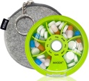 INVODA Wöchentliche Pille Organizer 7 Kompartment rotierende Pille Box für tägliche Medikamente & Vitamine - Tragbare Reise Pille Fall Fischöl ergänzt Vitamine Organizer (Green+Bag)